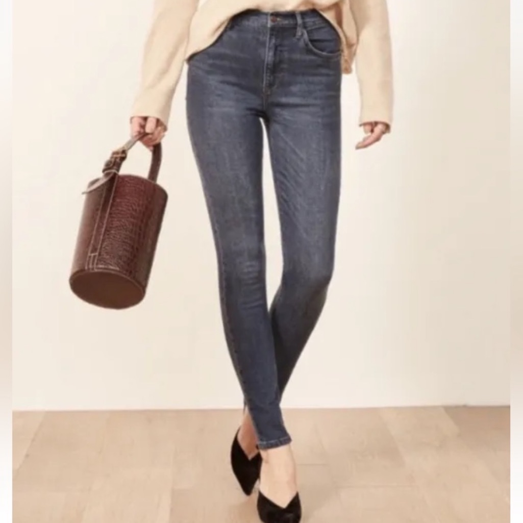 Reformation Jeans 27 High & Skinny Havana Wash Blue Denim Jeans High Rise C